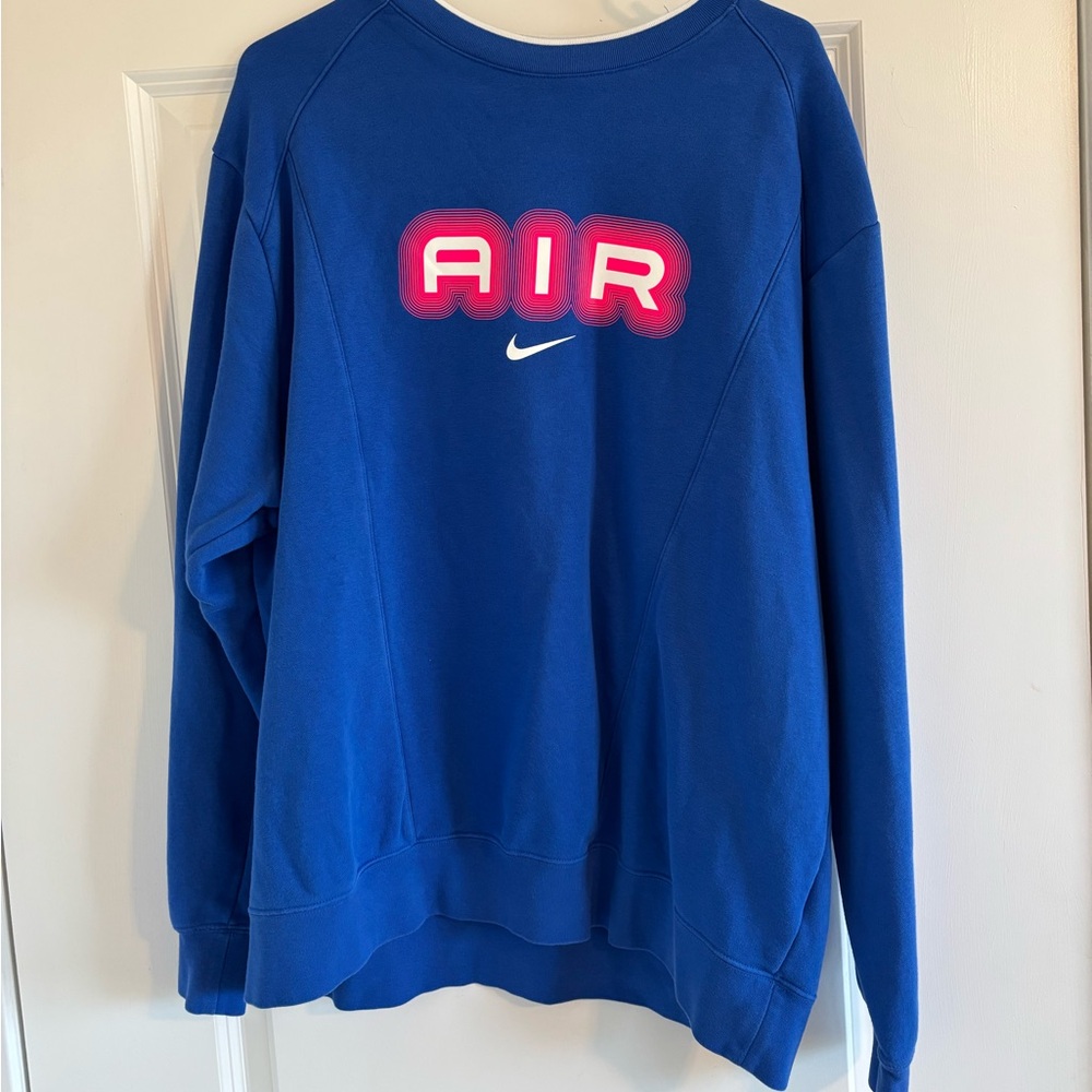 Mens Nike Air Sportswear Retro Fleece Crewneck Sweatshirt Blue Sz XL HM0177-480